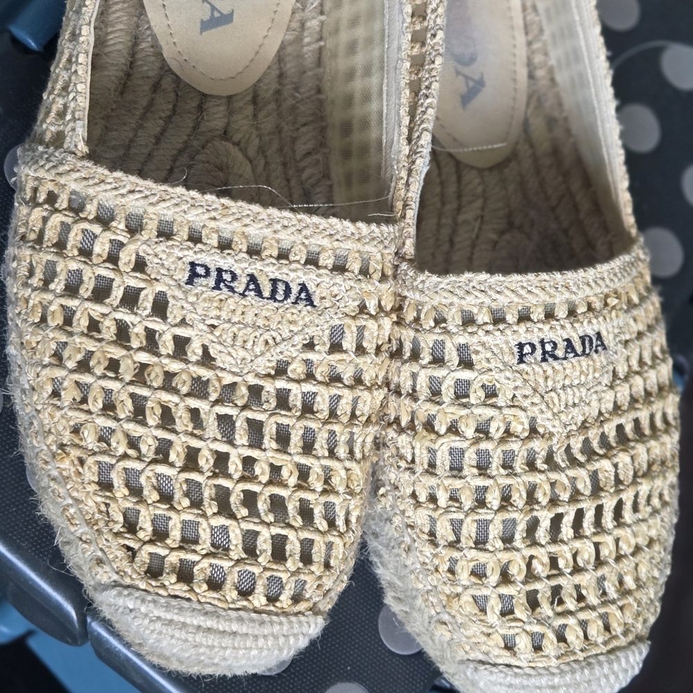Prada Beige Woven Espadrilles